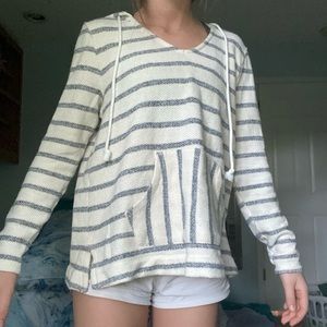 Blue & White Knit Striped Pullover